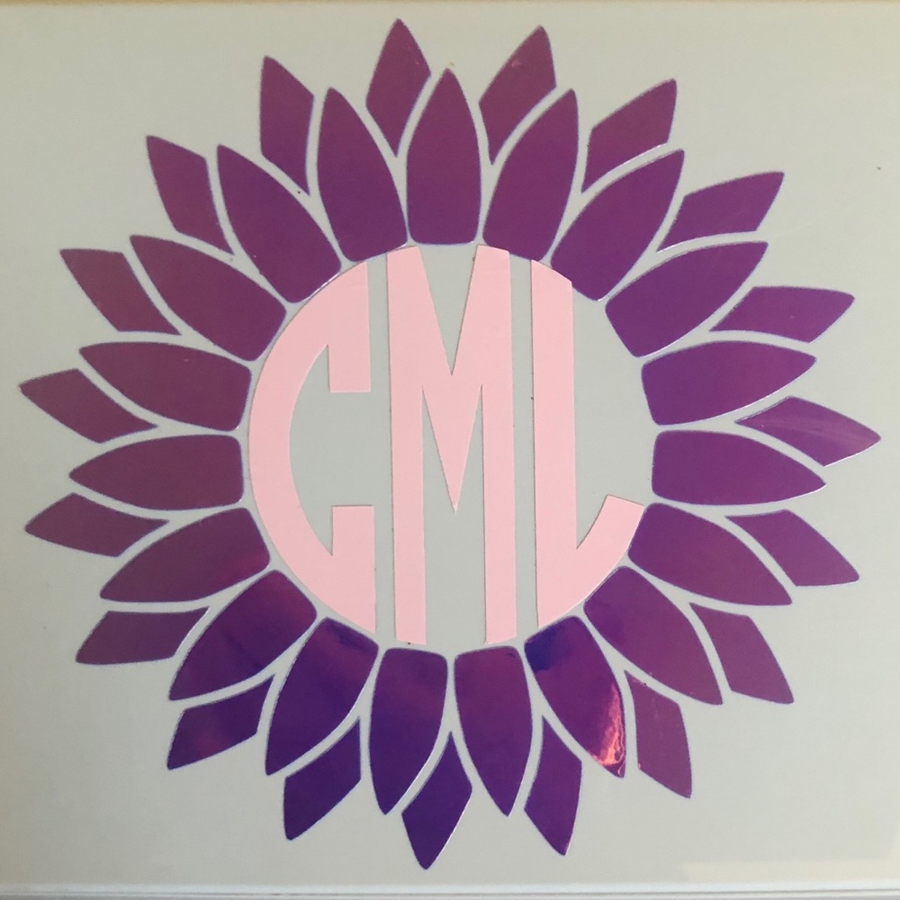 Holographic Flower Decal with Initials